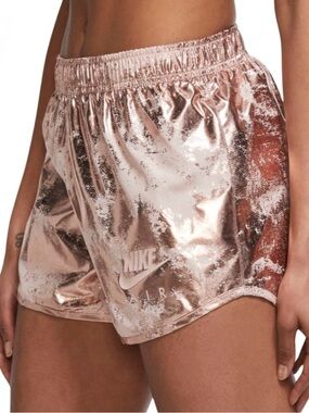 Nike Women's Metallic Rose Gold Athletic Shorts